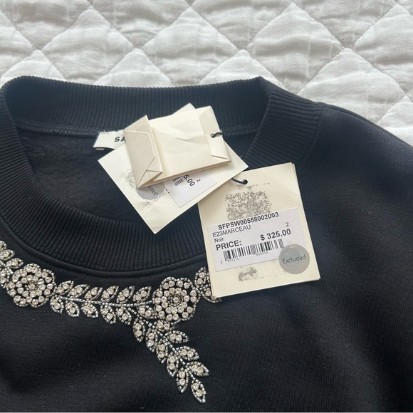 Sandro Rhinestone Embellished Sweatshirt in Black - Picture 16 of 16